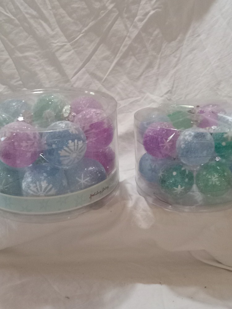 Ornaments Pastel Frosted Sparkle Round Small/2in Lg/2.5in 14 per Box 2 Boxes