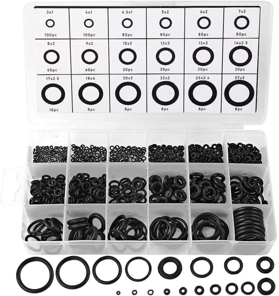 HongWay 770pcs Rubber O Ring Assortment Kits 18 Sizes Sealing NBR Black