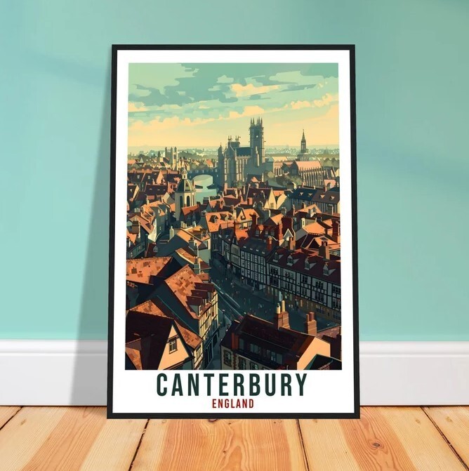 Canterbury Travel Print Wall Art for Home Living Décor
