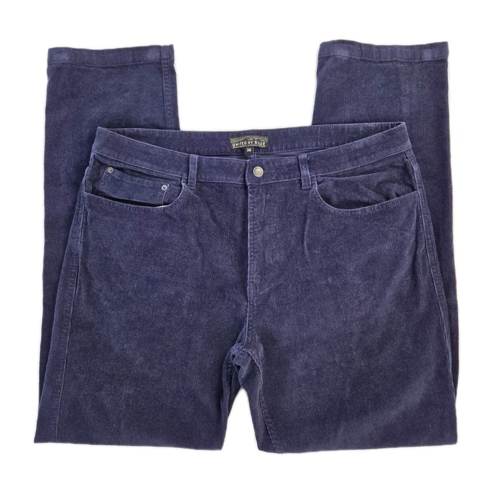 United By Blue Mens 36x31 Straight Leg Corduroy Pants in Blue