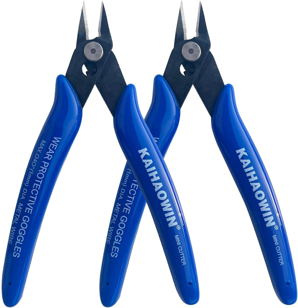 5-Inch Spring-Loaded Micro Wire Cutters - 2-Pack Precision Flush Cutters