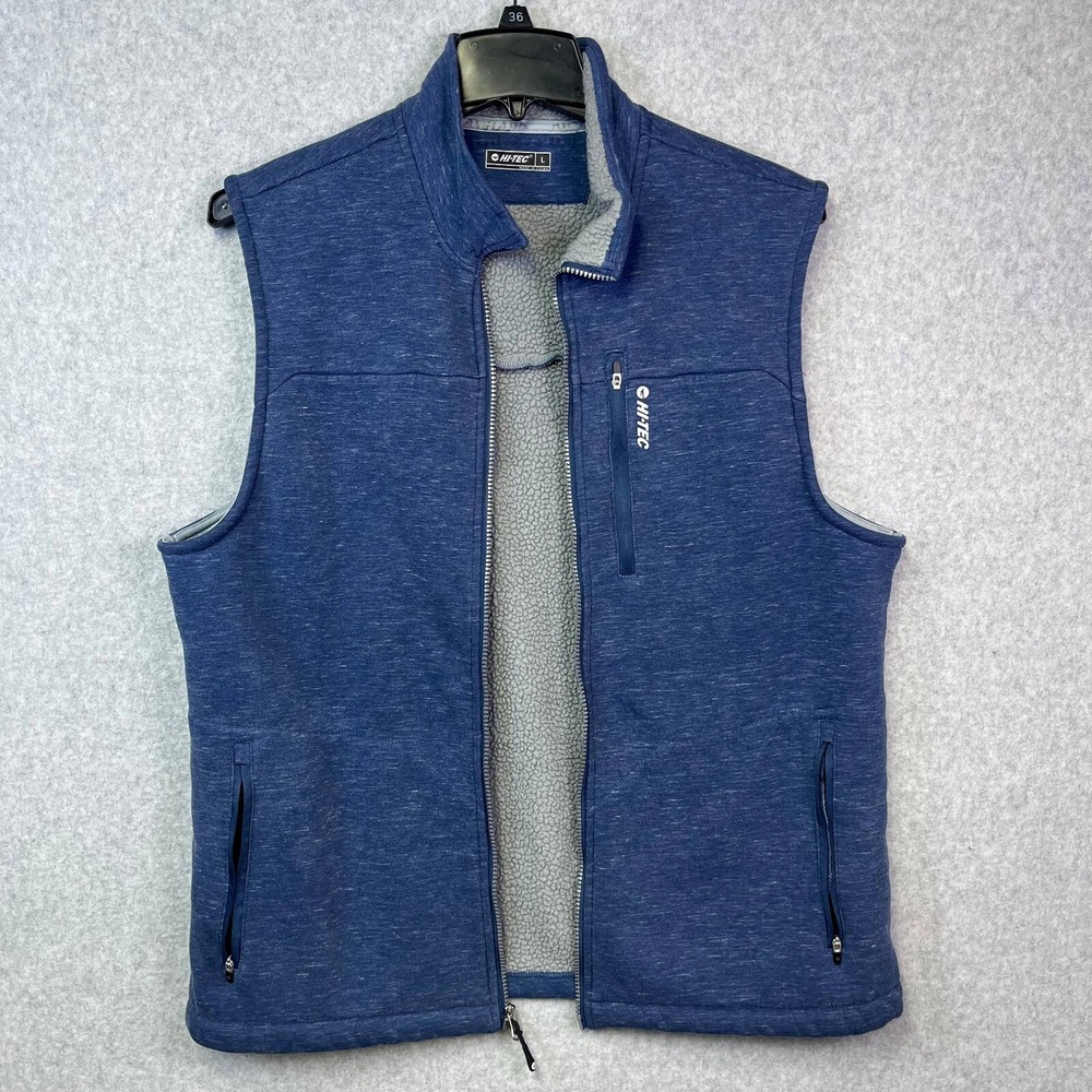 Men's Hi-Tec Large Blue Sleeveless Breathable Hiking Vest with Full Zipper