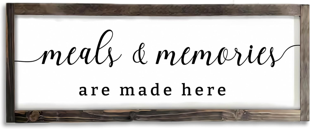 Farmhouse Kitchen Wall Decor,Meals and Memories Are Made Here Sign, Rustic Wood
