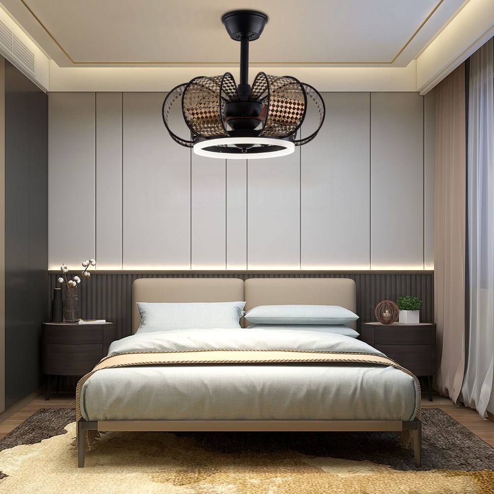 Modern 3-Color LED Ceiling Fan Chandelier with Remote and Floral Design