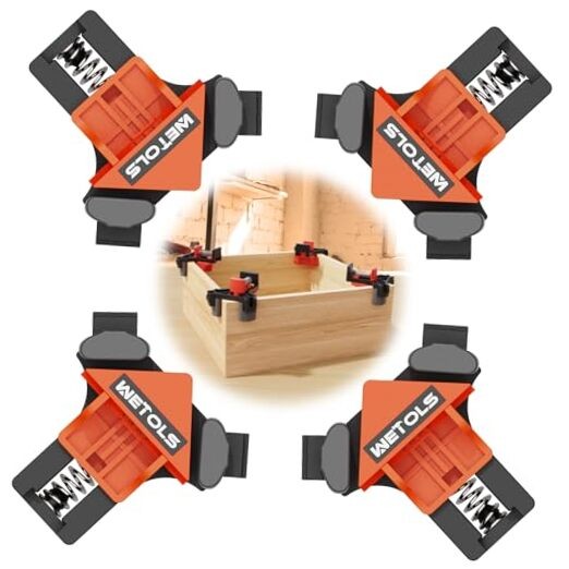 90-Degree Right Angle Woodworking Corner Clamp in Orange