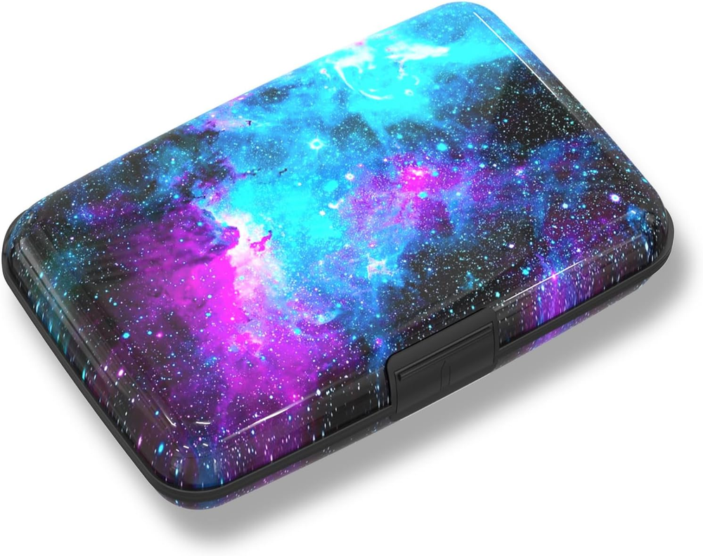 Credit Card Holder Mini RFID Small Aluminum Card Wallet, Blocking Slim Metal Bus-image