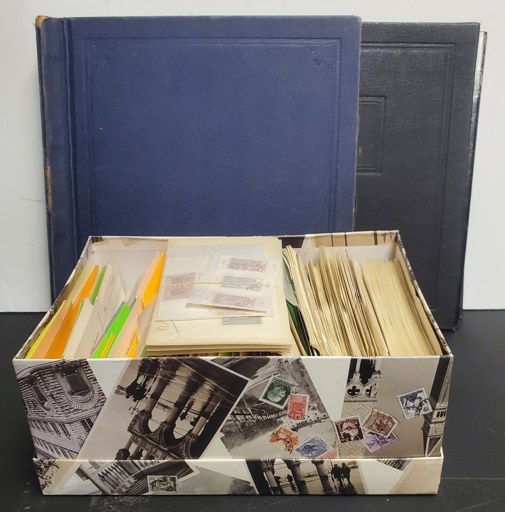 Worldwide Estate Lot of 100+ Old Stampazine Auction Lots, Many Mint Sets, Albums