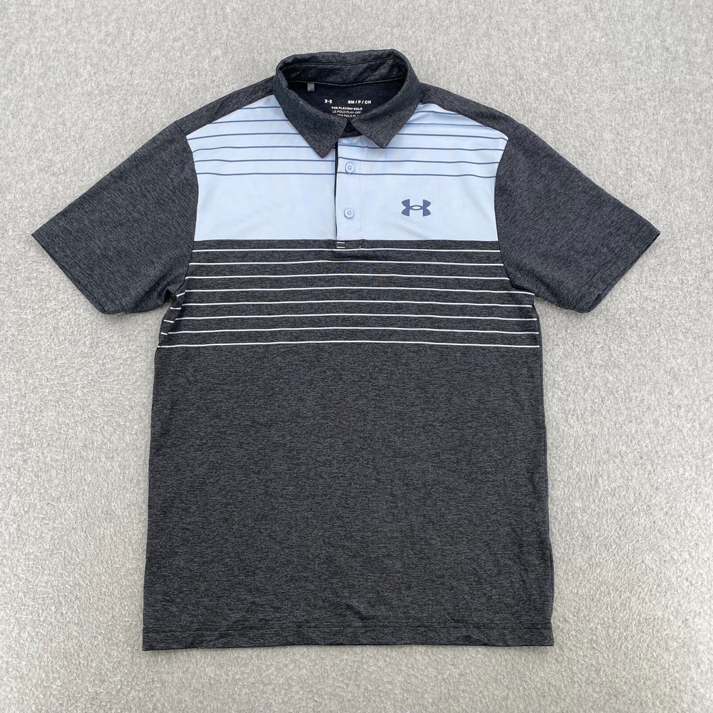 Under Armour The Playoff Polo Mens Small Gray Short Sleeve Performance Logo Polo