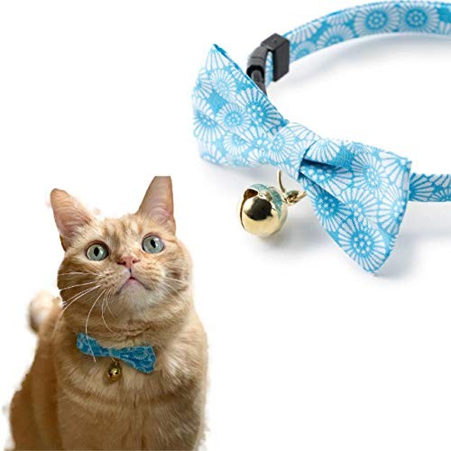 Kiku Ribbon Bow Tie Cat Collar in Soft Baby Blue
