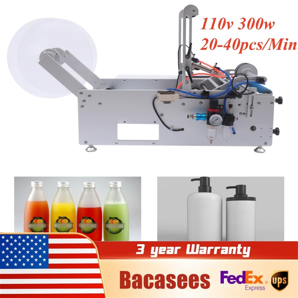 Aluminum Semi-automatic Round Bottle Labeling Machine for Glass Bottles 110V