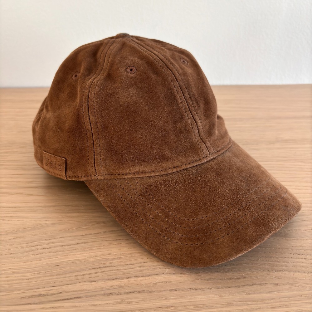 Polo Ralph Lauren Cap Hat Suede Goat Leather Brown Baseball NWT