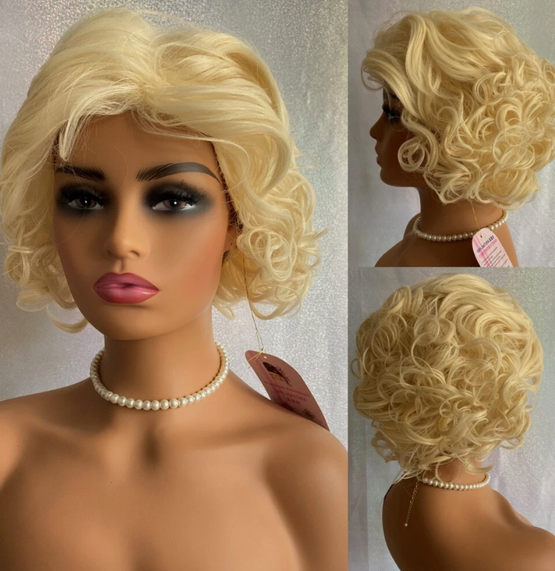 Fluffy Curly Blonde 613 Synthetic Wig for Women Natural Look