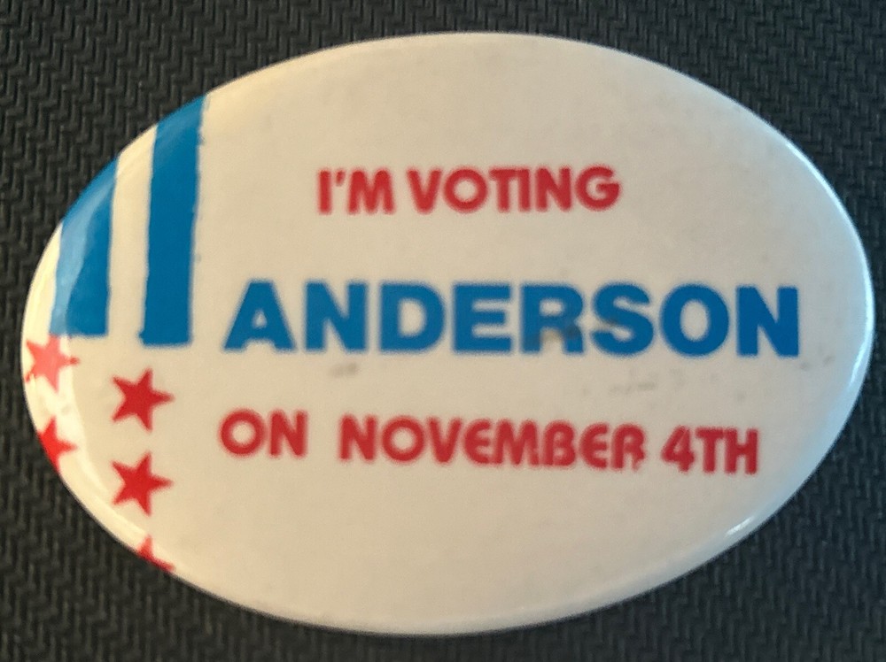 I’m Voting ANDERSON On November 4th  2 1/4” x 1 3/4” oval pinback button pin