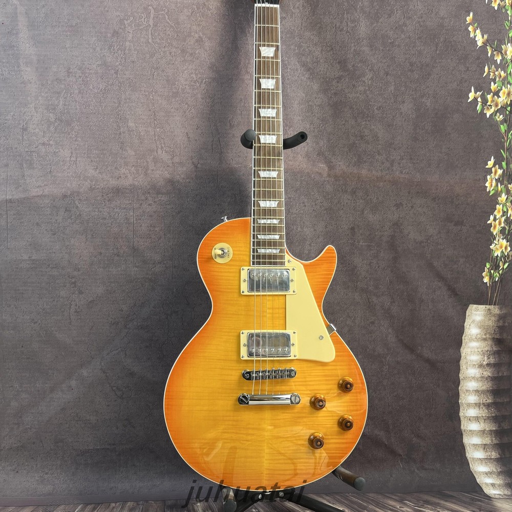 LP Standard electric Guitar Yellow Flame Maple top Mahogany body Chrome hardware