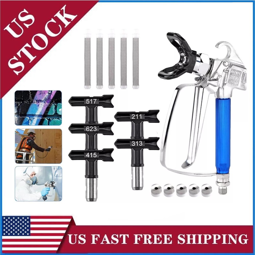 Airless Paint Spray Gun High Pressure 3600PSI with 517 Nozzle Tip for Sprayers