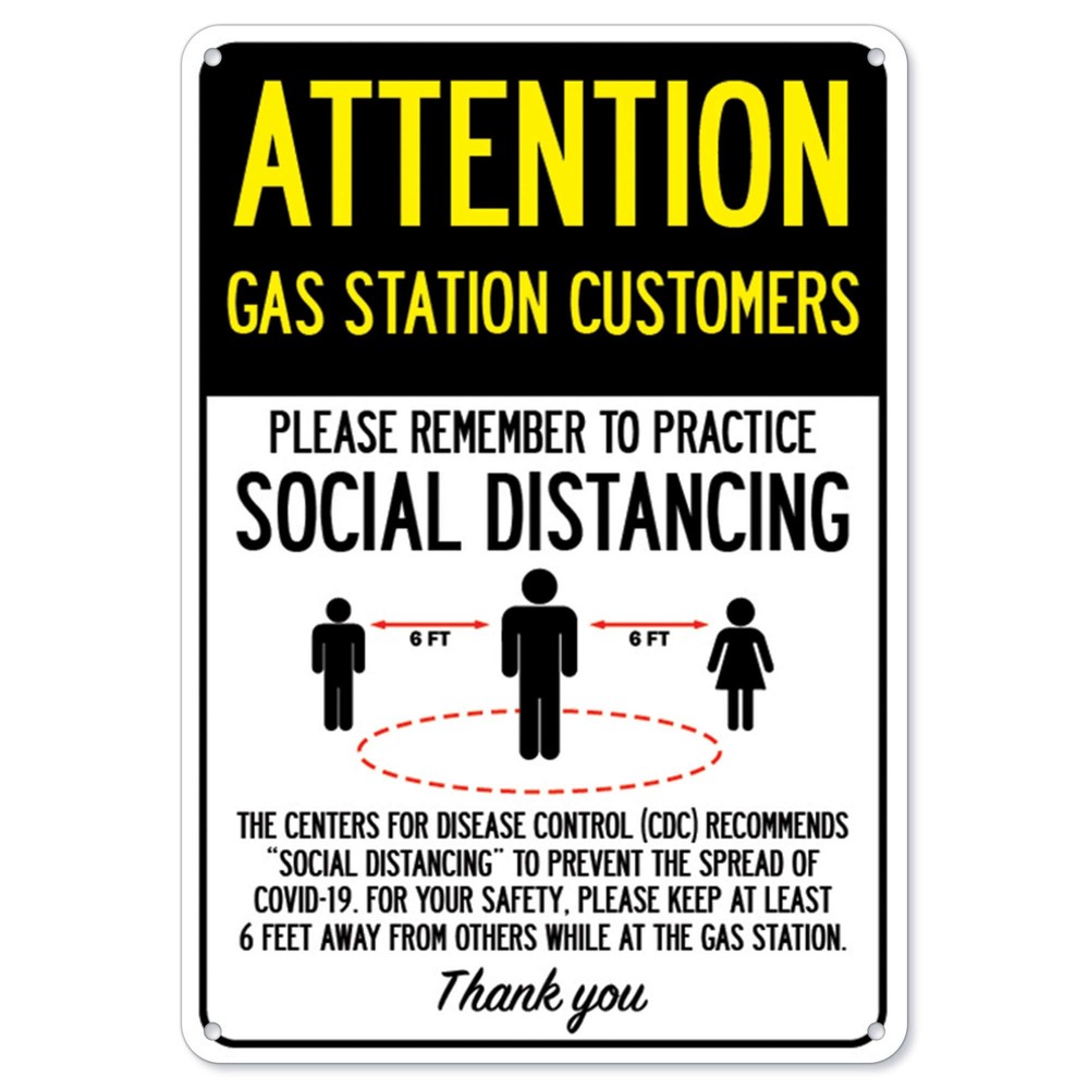 COVID-19 Safety Sign for Gas Stations – Practice Social Distancing  
