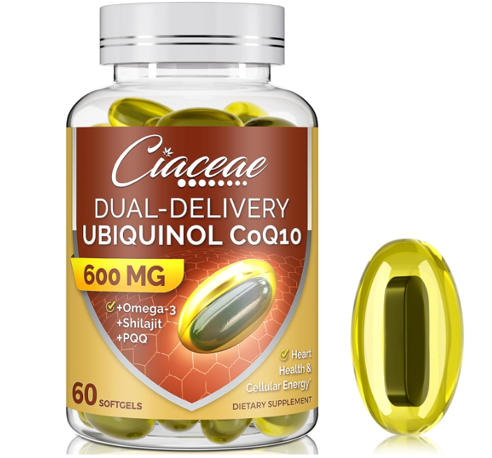 Ubiquinol CoQ10 600mg Softgels with Omega-3, Shilajit & PQQ - 60 Servings