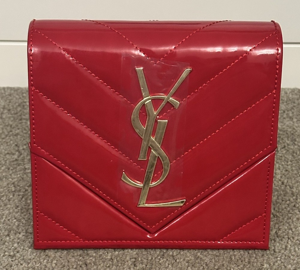 YSL Beauty VIP Red Glossy Logo Clutch with Magnetic Closure
