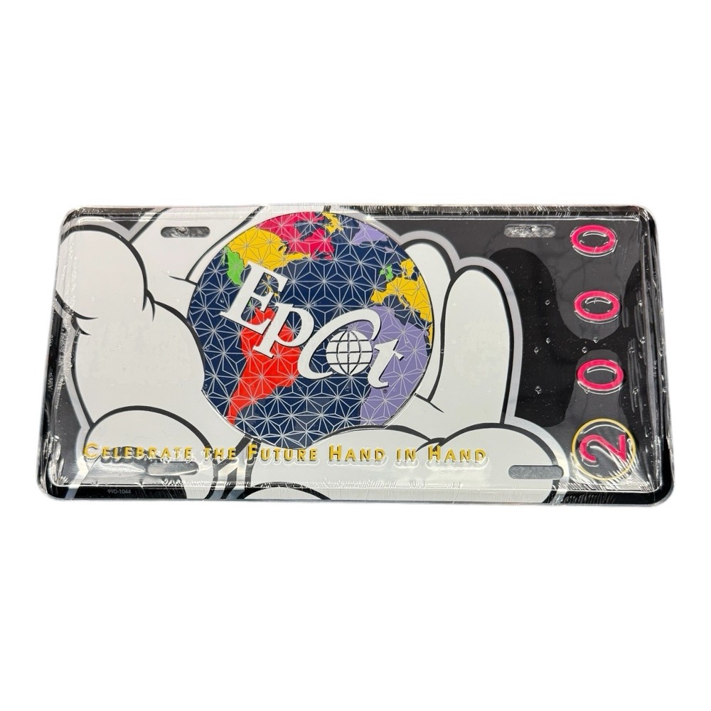 Vintage 2000 Disney World Epcot Metal License Plate Sealed Collectible