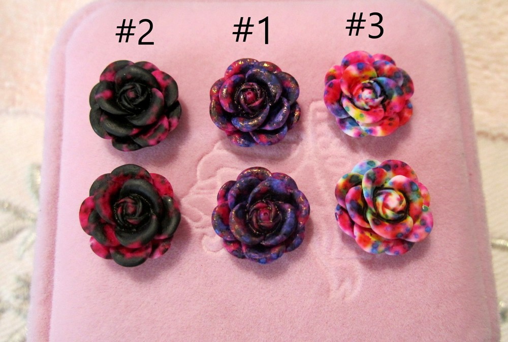 Speckled Rose Earrings 13mm / 1/2 Inch *CHOOSE COLOR* Hypoallergenic