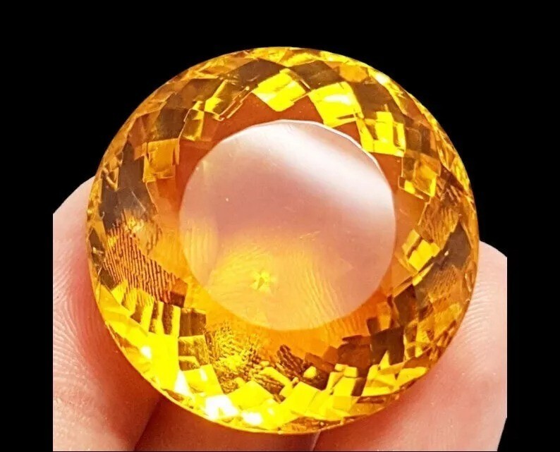 101.50 Carat Vibrant Yellow Citrine Round AAA Quality Loose Faceted Gemstone for Jewelry Making