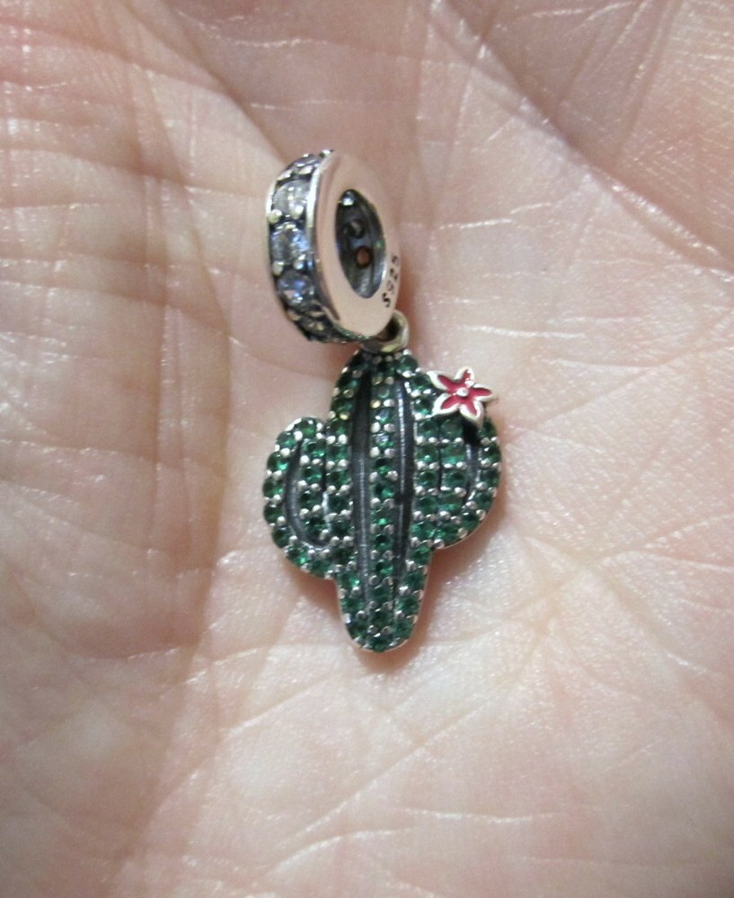 Cactus Charm Bead - Sterling Silver & Cubic Zirconia's - STUNNING!!
