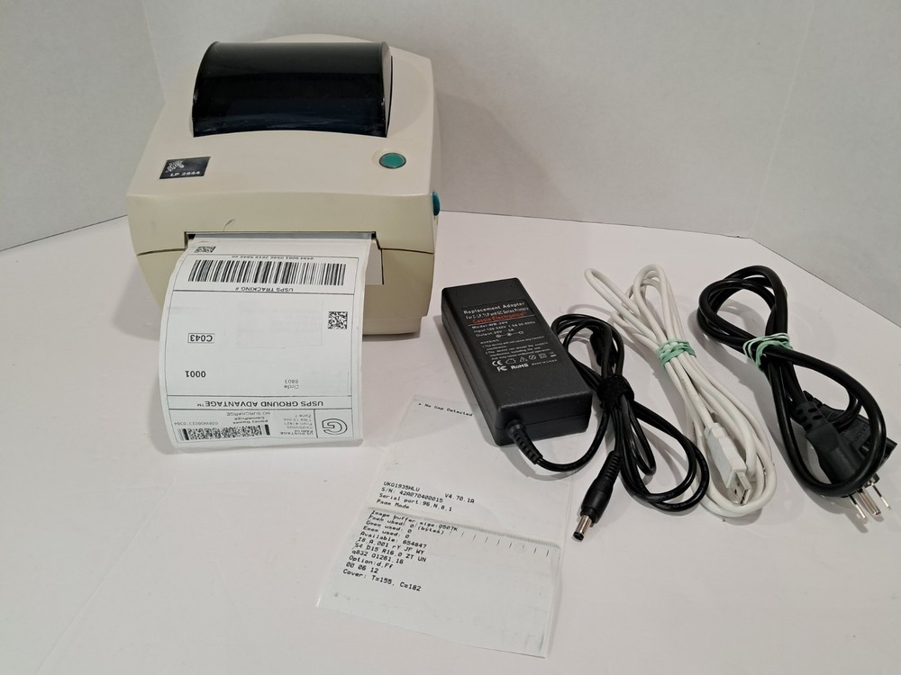 Zebra LP2844 Thermal Barcode Label Printer with Power Cord and USB