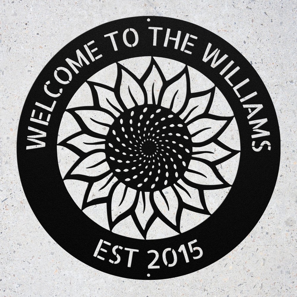 Personalized Sunflower Metal Sign Rustic Farmhouse Wall Art Decor Gift