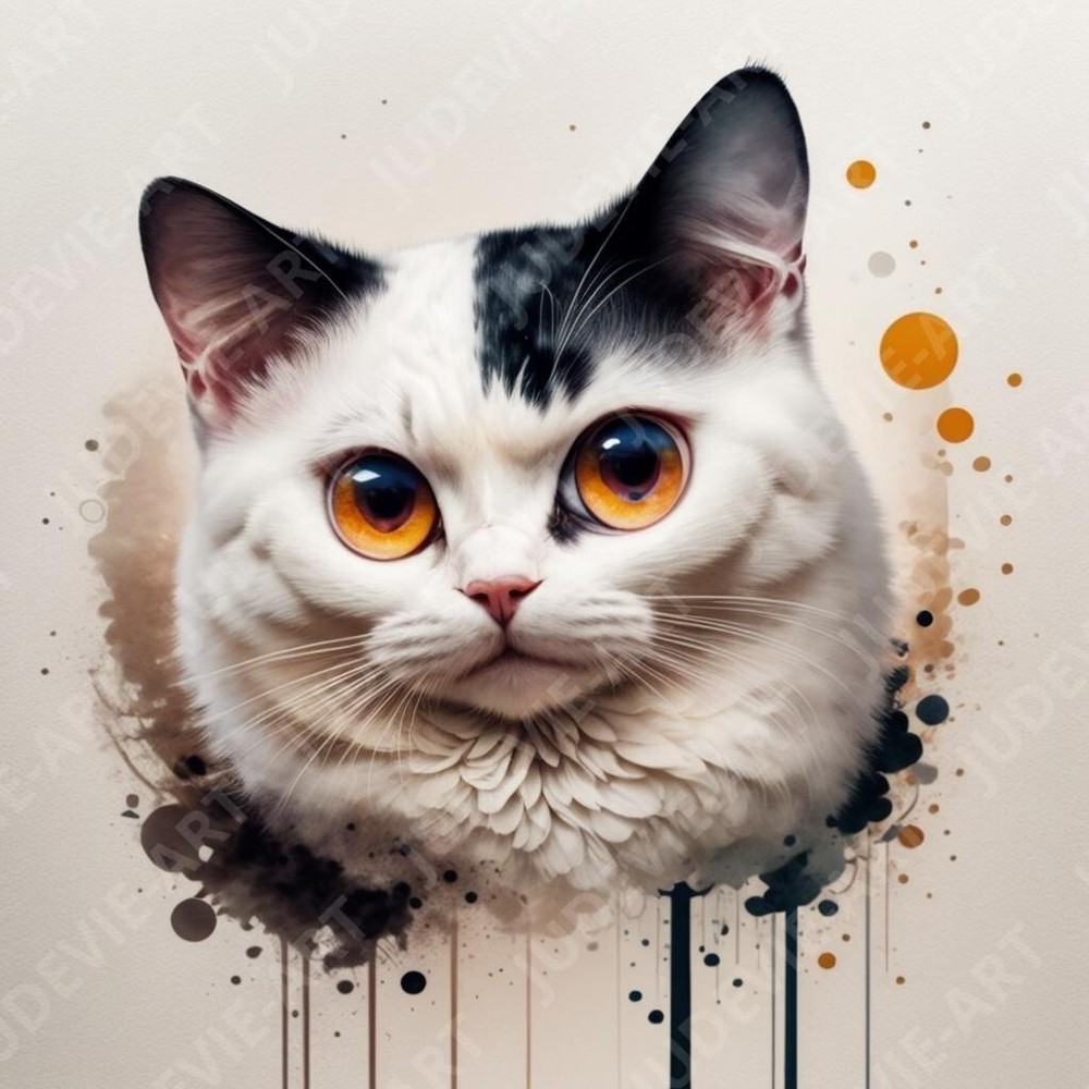Cat-Themed Digital Art Wallpaper for Desktop Background