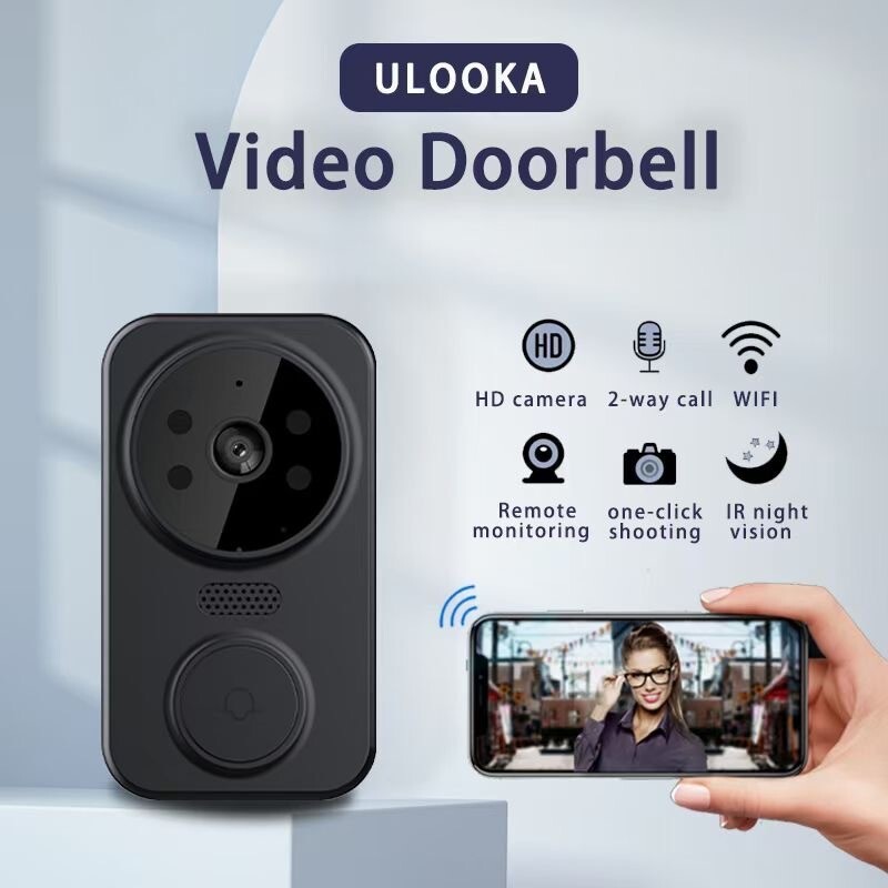 Smart HD visual doorbell with night vision, remote monitoring & two-way talk  -image