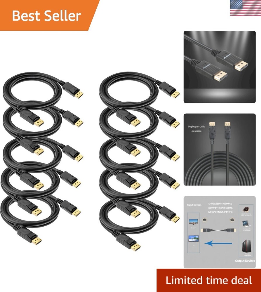 6ft Gold-Plated DisplayPort to DisplayPort Cable