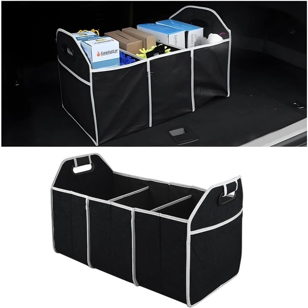 Foldable 3-Compartment Car Trunk Organizer for Efficient Storage