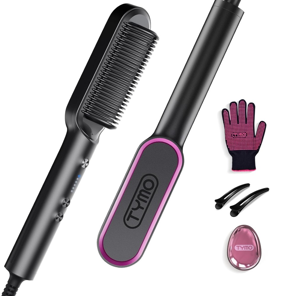 TYMO Ring Hair Straightener Brush Comb for Women 5 Temp Settings 20s Fast Heat