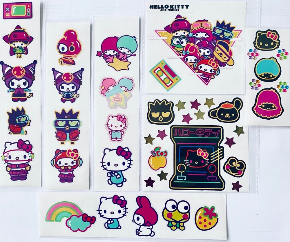 Hello Kitty Space RETRO Sanrio Stickers Decal Gem Strawberry Scratch n Sniff Lot
