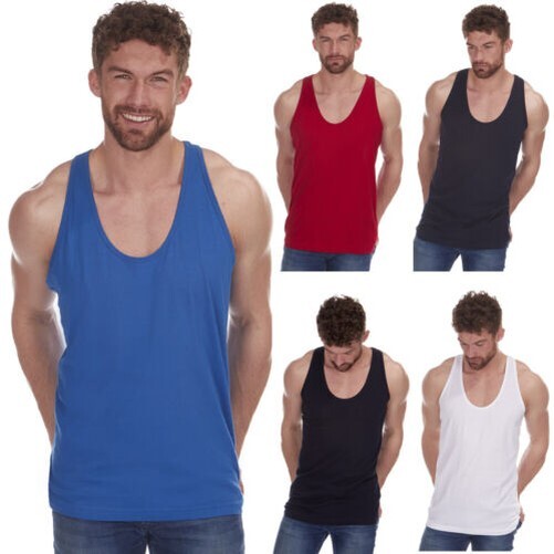Mens Vest Muscle Plain Sleeveless Athletic Gym Cotton Tank Top Fitness Gym