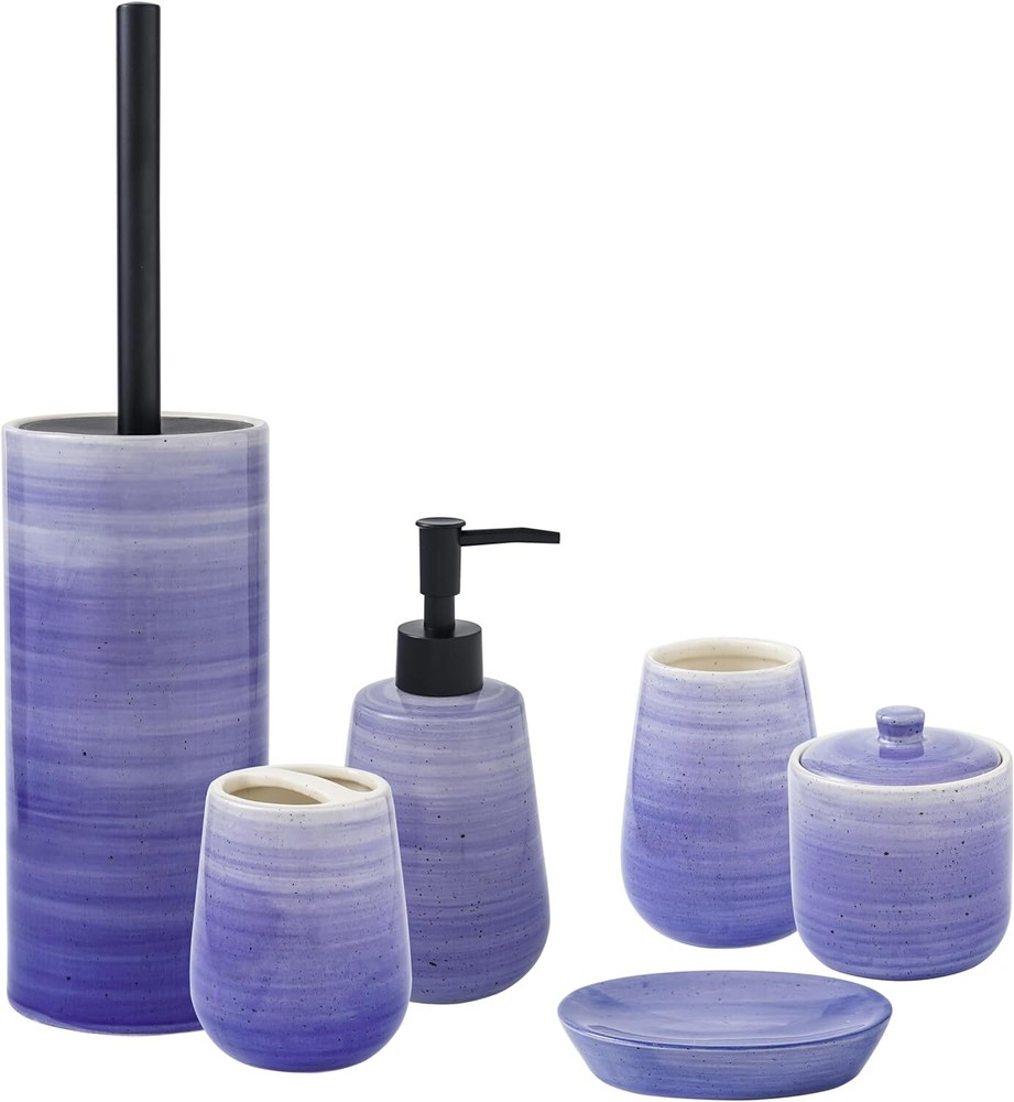 SURUI 6-piece ceramic bathroom accessories set, includes lotion Purple