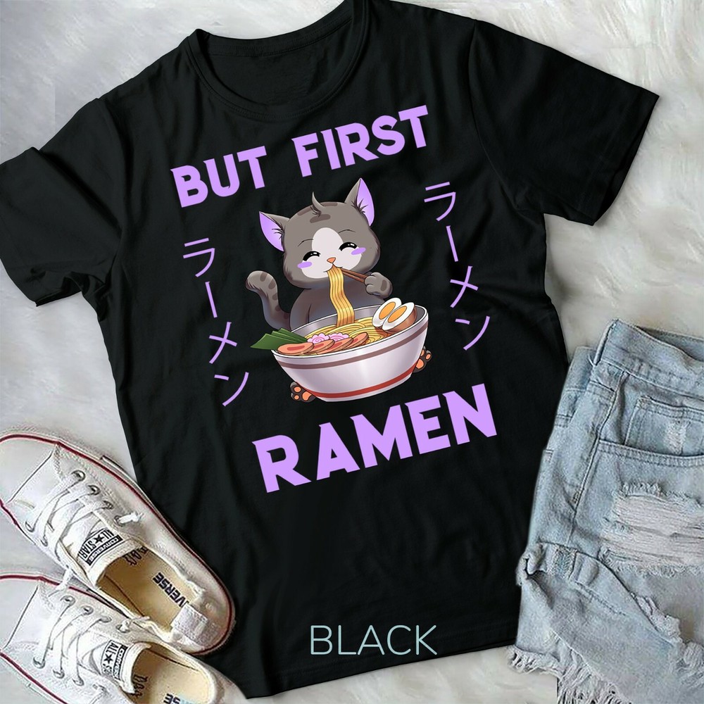 Ramen Cat Japanese Kawaii Anime purple Style Unisex Form T-Shirt