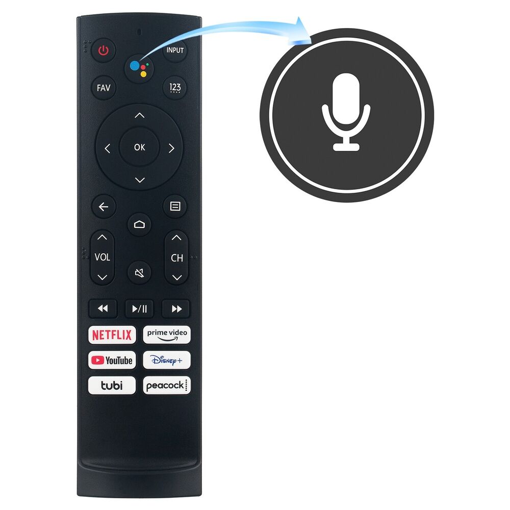 Voice Remote for Hisense Mini-LED ULED 4K UHD Google Smart TV 55U6K 65U6K 75U6K