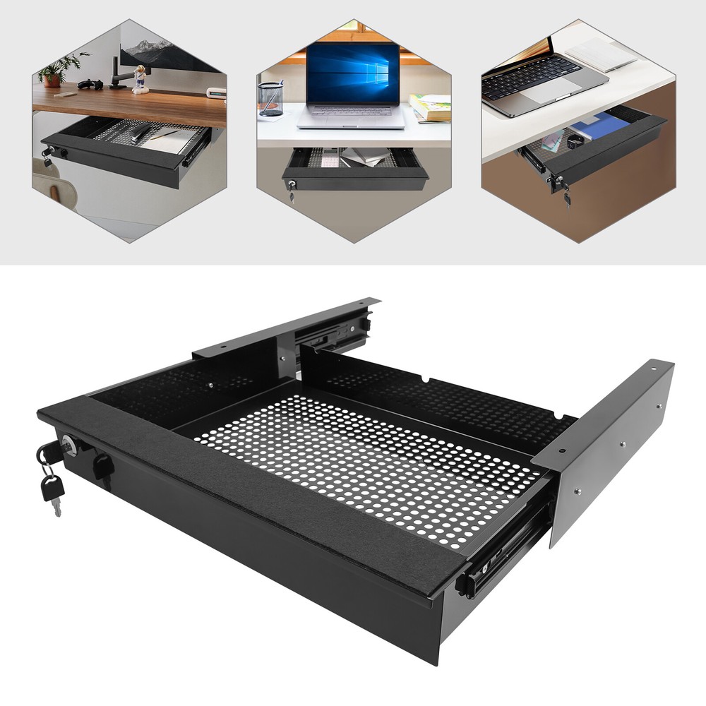 Under Desk Mounted Sliding Pull-out Drawer Drawer Storage Organizer for Desk