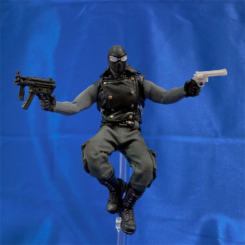 1/12 Spider-man Noir Clothes Outfit/head Sculpt For 6'' Mezco Soldier Figure Toy