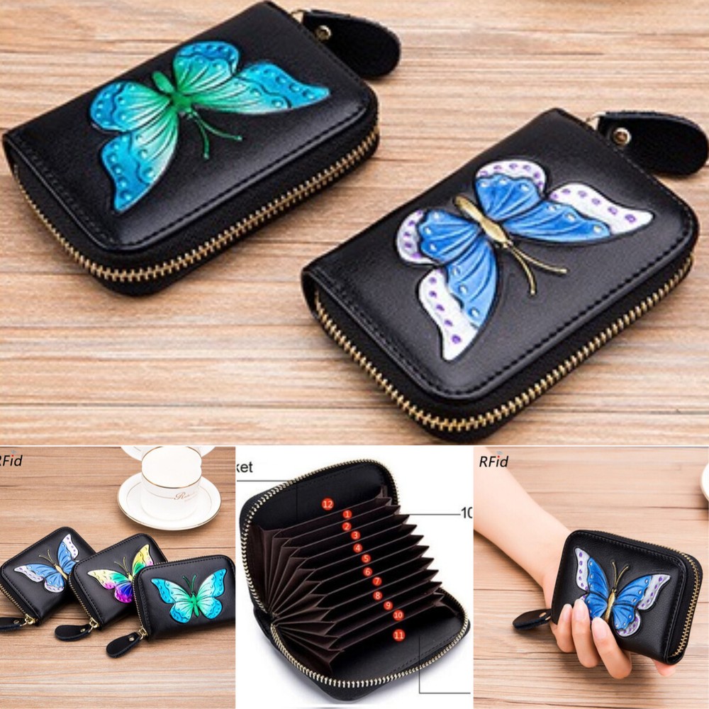 RFID Blocking Leather Women's Wallet Slim Card Holder ID Organizer Purse  