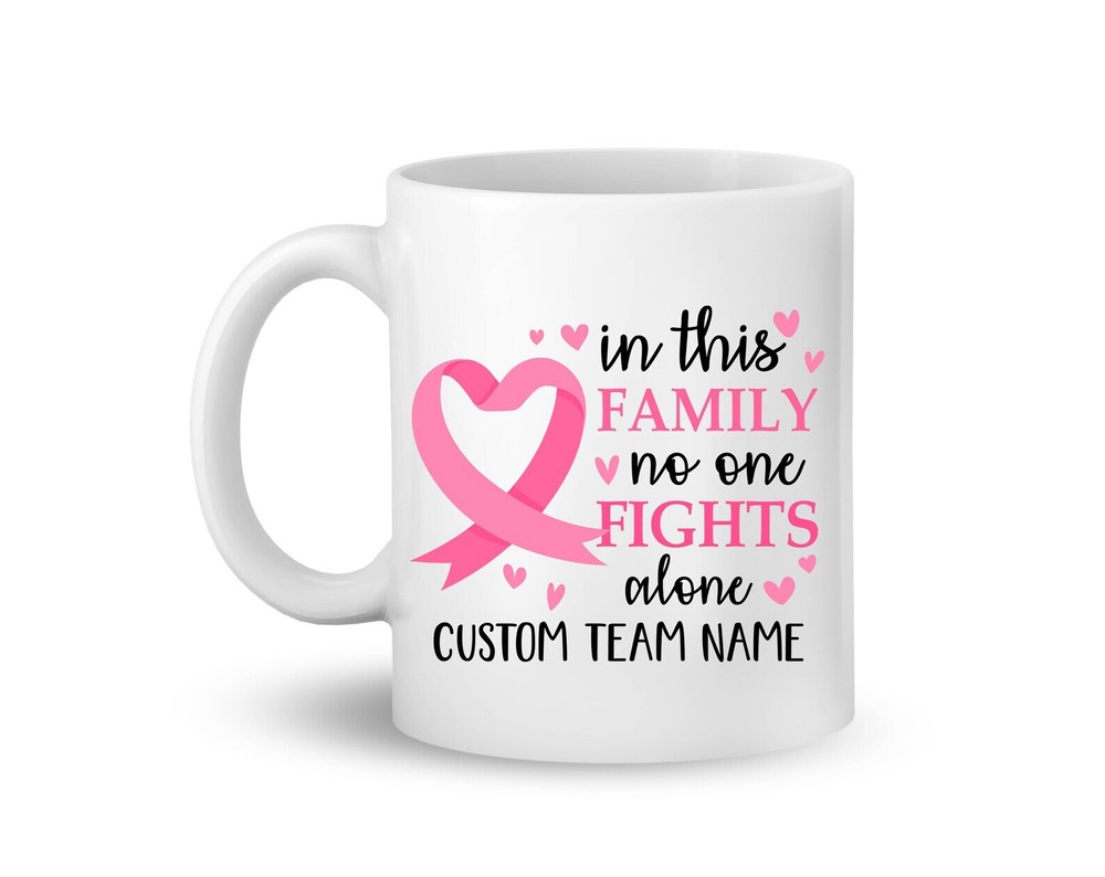 In This Family No One Fights Alone Cancer Support Matching Mugs  