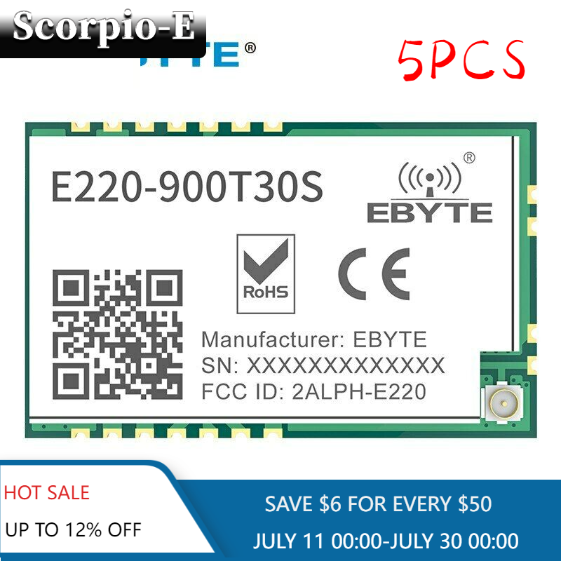 5X IOT Wireless LoRa Module RSSI ISM 868-915MHz 30dBm Module LoRa Spread FSKSMD-image