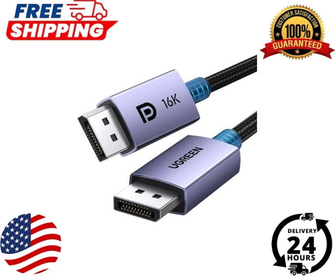 UGREEN VESA Certified DisplayPort 2.1 Cable 80Gbps Braided DP 2.0 DSC 1.2a