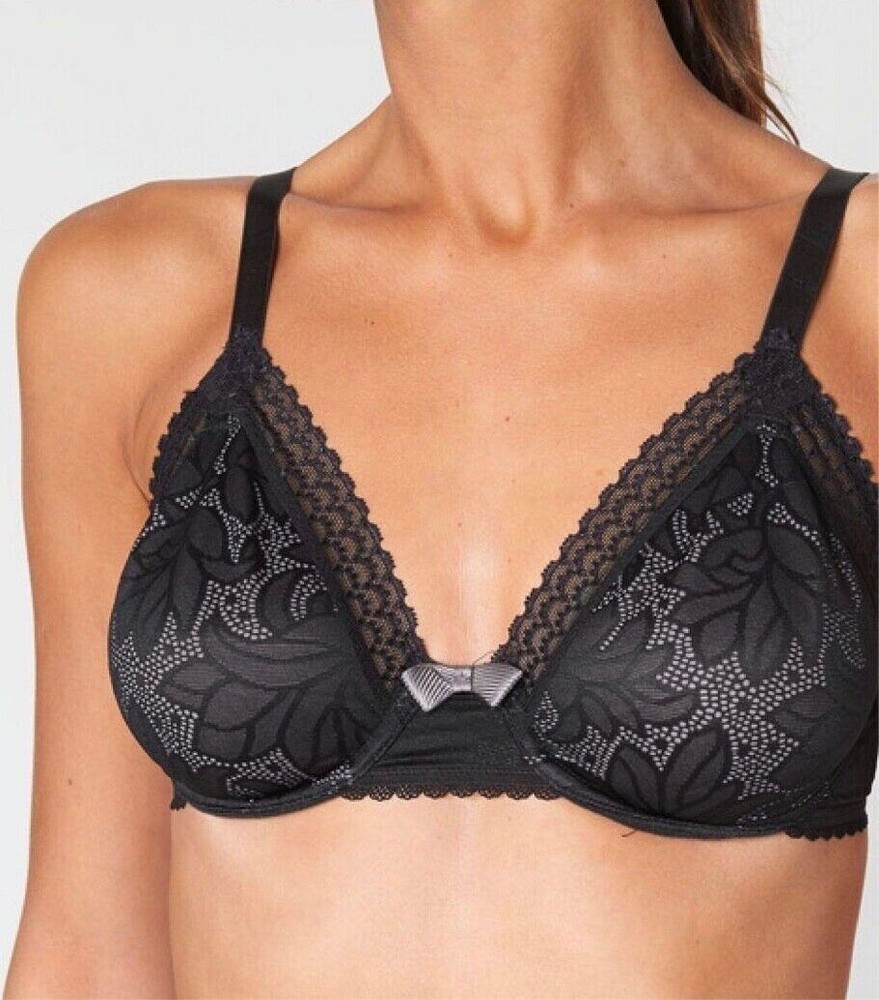 Playtex Invisible Elegance Bra Size 34C Black Underwired Full Cup Balcony P0713