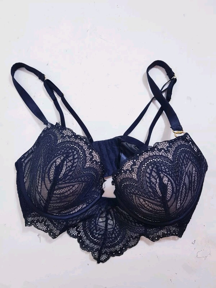 Lepel Black Stretch Lace Underwired Bra Size 36DD   B