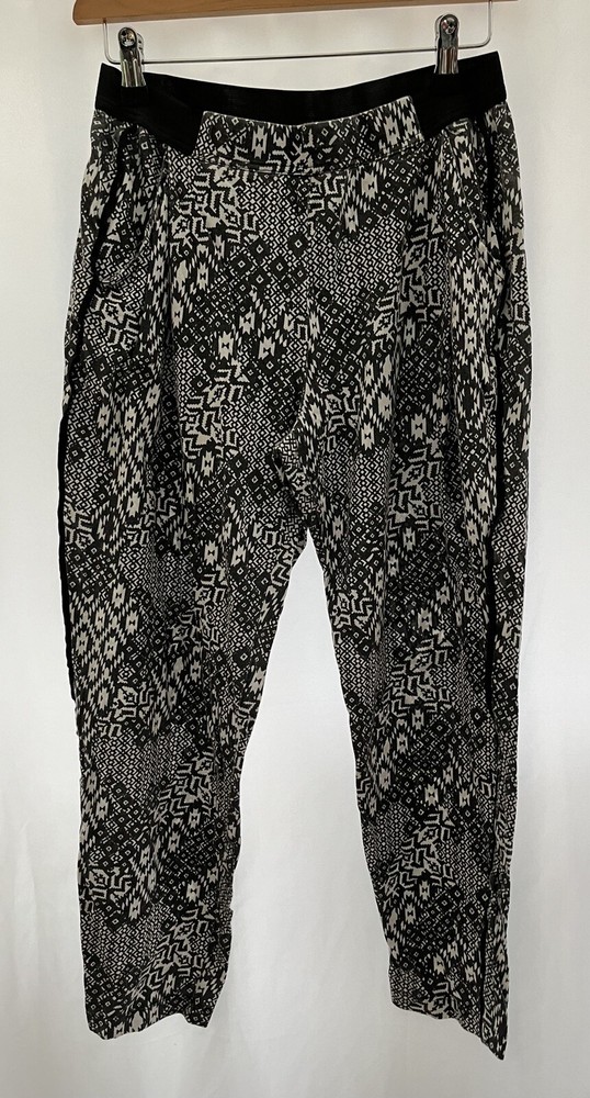 Women's Black Cotton Blend Trousers Size M W28 L25