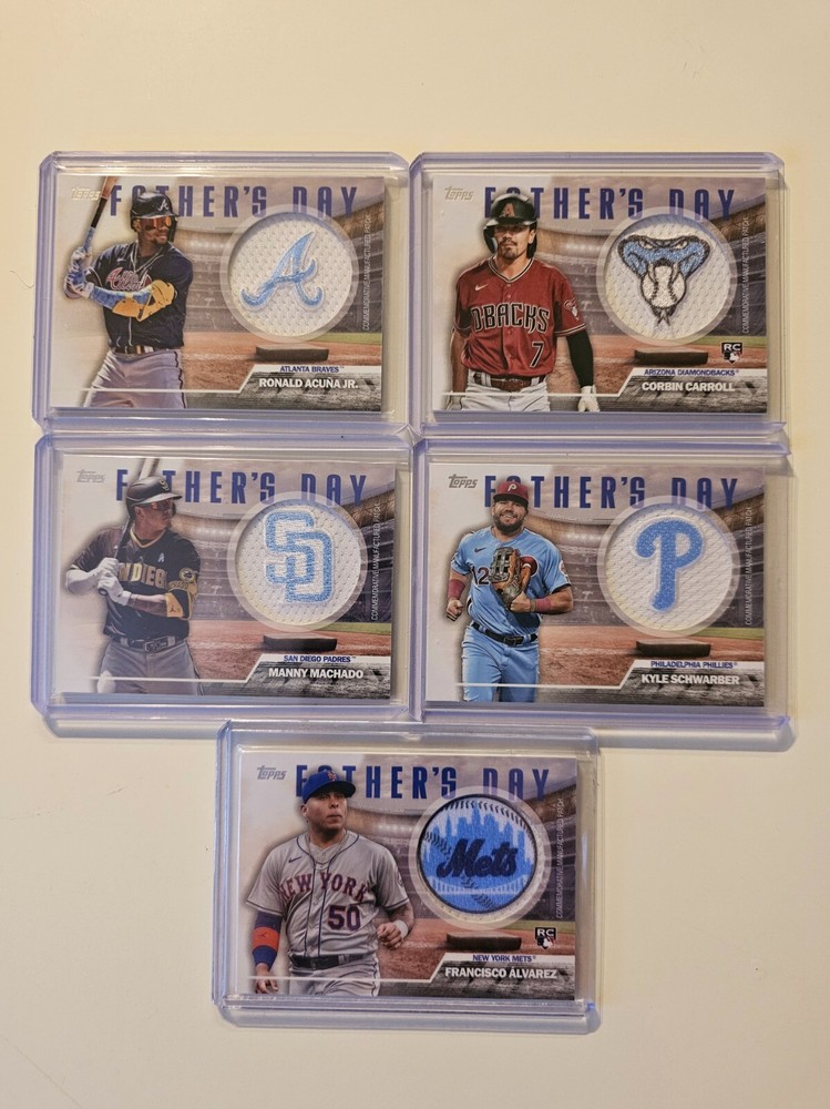 2023 Topps - Father's Day Commemorative Team Patches Lot 5 ACUÑA-CARROLL-ALVAREZ