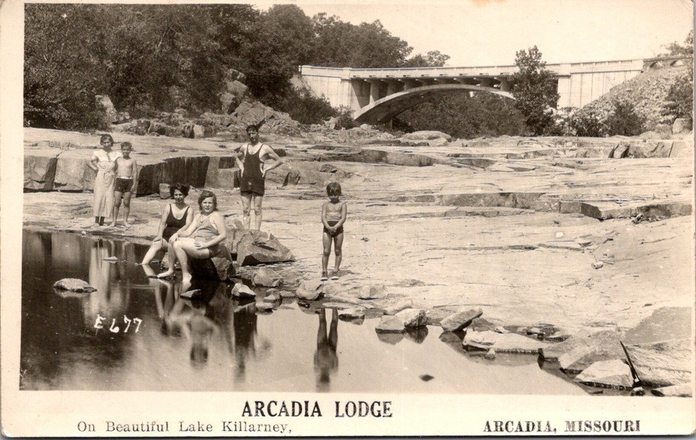 Arcadia Missouri Swimmers Lake Killarney Arcadia Lodge RPPC Postcard       16303