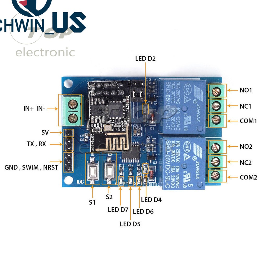ESP8266 5V 12V IOT Wifi Relay Module Remote Control Switch Phone APP Smart Home-image